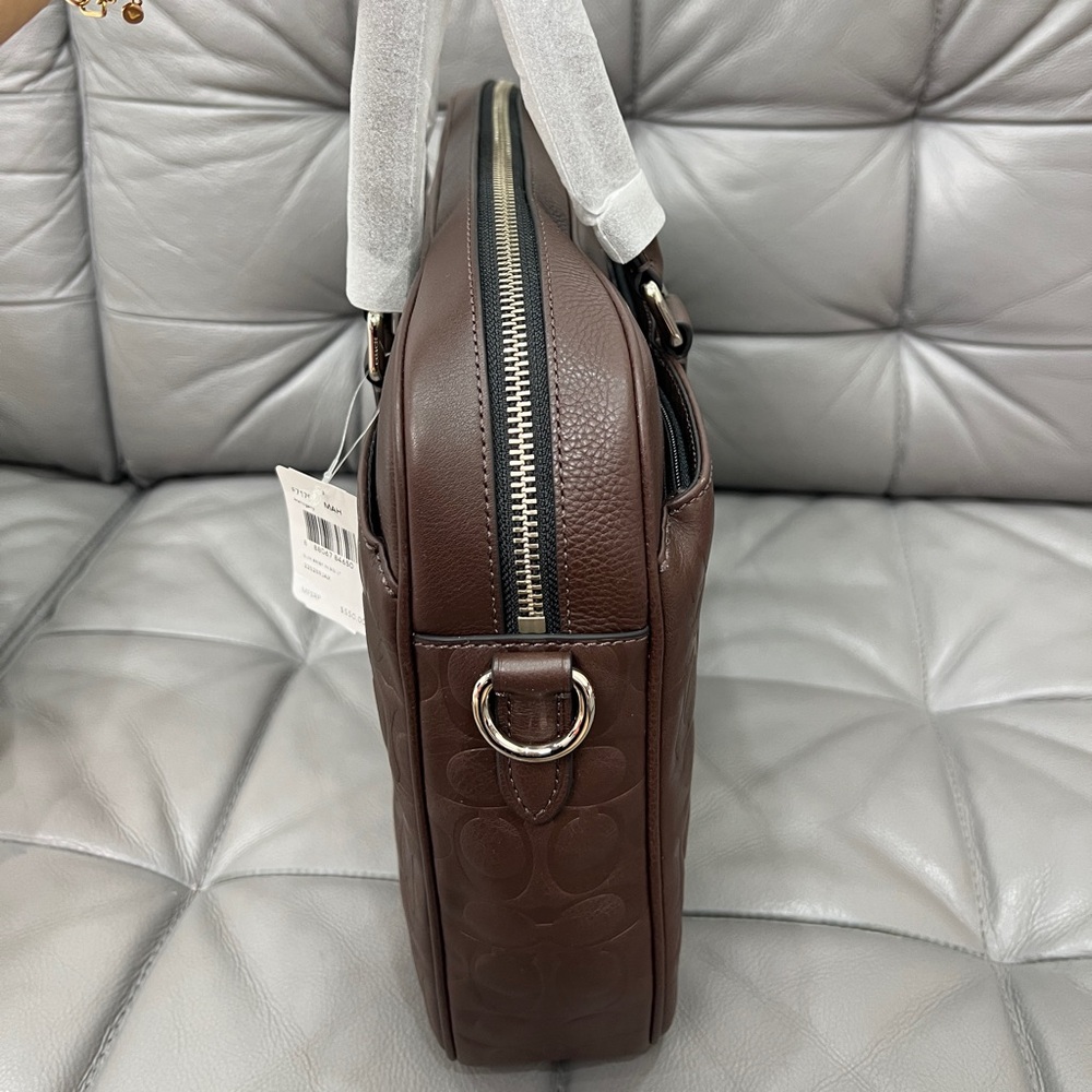 COACH Men SLIM BRIEF IN SIGNATURE MAHOGANY LEATHER F71798 - Picture 3 of 8